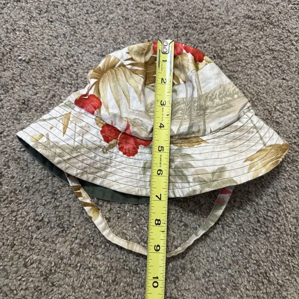 Baby Bucket Hat Cap Bonnet with‎ Chin Strap Hawaiian Floral Aloha reversible